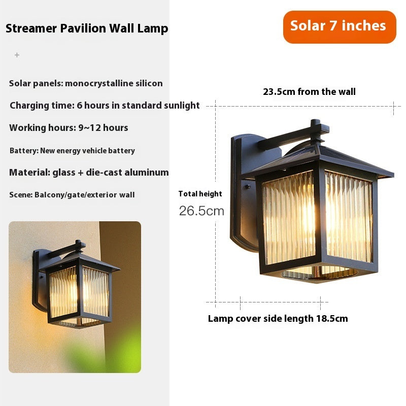 Solar Outdoor Wall Lamp Outdoor Waterproof Balcony Retro Chinese Style
