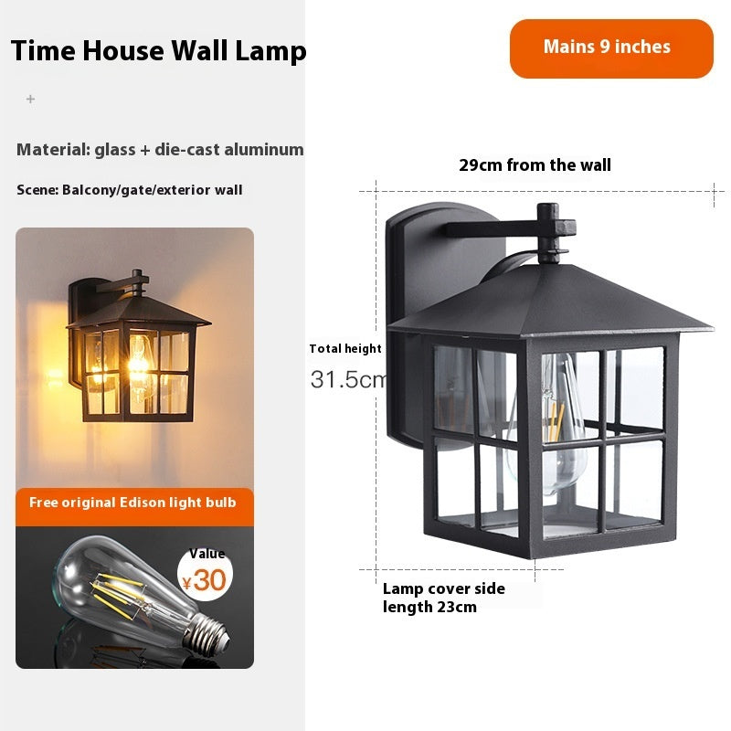 Solar Outdoor Wall Lamp Outdoor Waterproof Balcony Retro Chinese Style