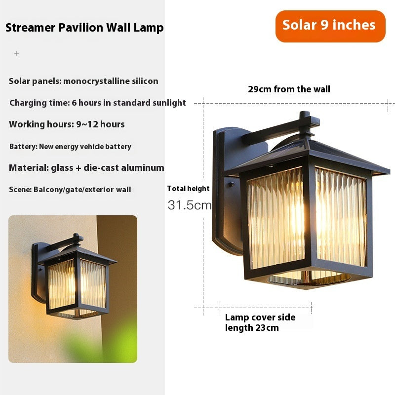 Solar Outdoor Wall Lamp Outdoor Waterproof Balcony Retro Chinese Style