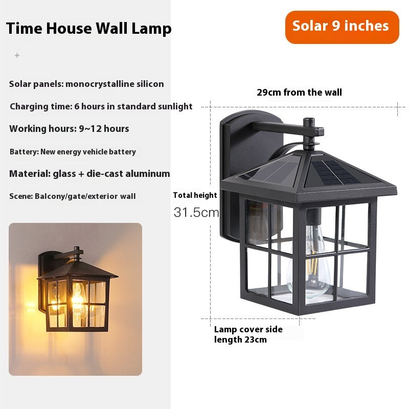 Solar Outdoor Wall Lamp Outdoor Waterproof Balcony Retro Chinese Style