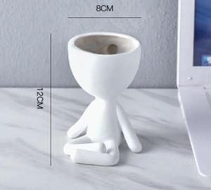 Portrait Art White Flower Pot