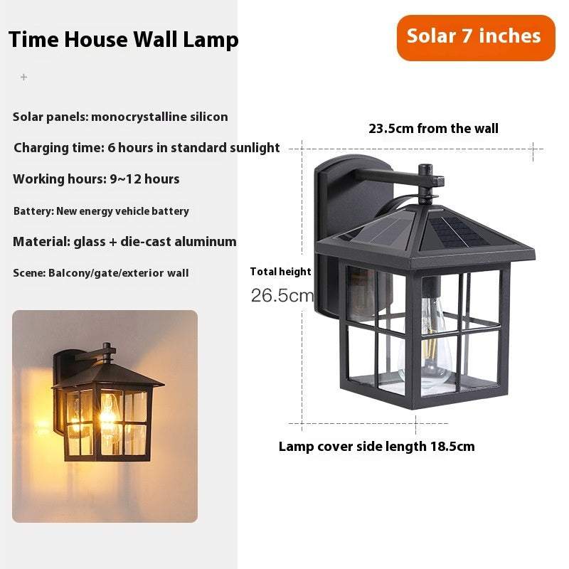 Solar Outdoor Wall Lamp Outdoor Waterproof Balcony Retro Chinese Style