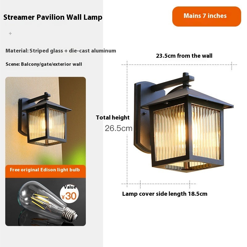 Solar Outdoor Wall Lamp Outdoor Waterproof Balcony Retro Chinese Style