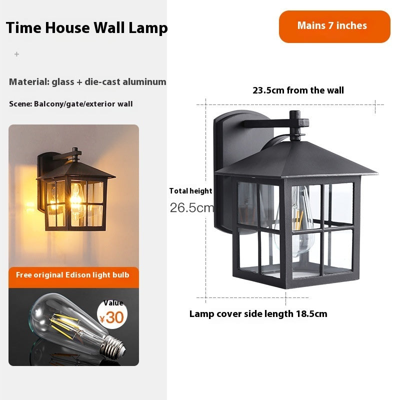 Solar Outdoor Wall Lamp Outdoor Waterproof Balcony Retro Chinese Style