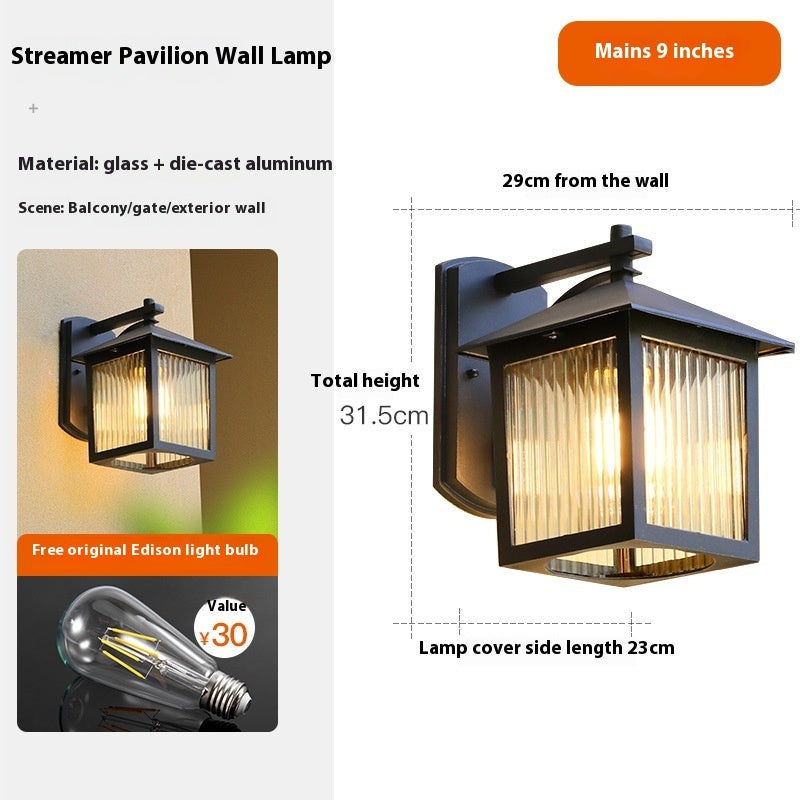 Solar Outdoor Wall Lamp Outdoor Waterproof Balcony Retro Chinese Style