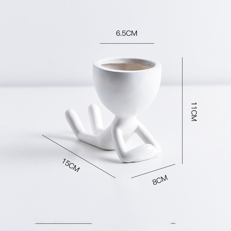 Portrait Art White Flower Pot